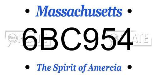 6BC954 Massachusetts License Plate