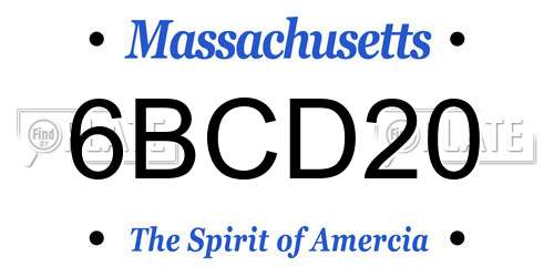 6BCD20 Massachusetts License Plate