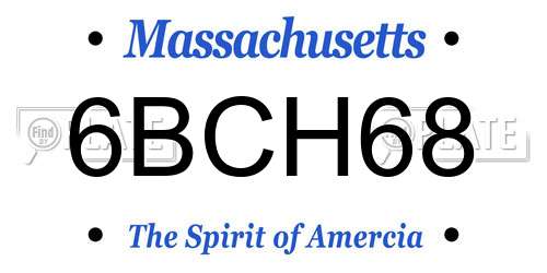 6BCH68 Massachusetts License Plate