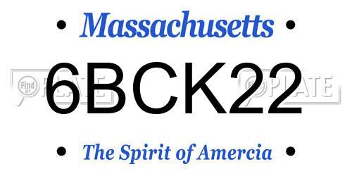 6BCK22 Massachusetts License Plate