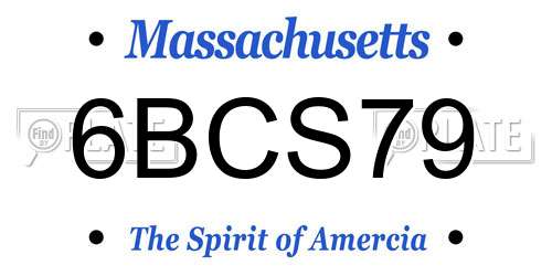 6BCS79 Massachusetts License Plate