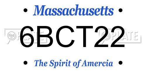 6BCT22 Massachusetts License Plate