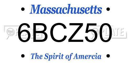 6BCZ50 Massachusetts License Plate