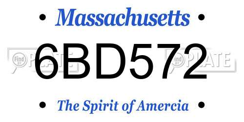 6BD572 Massachusetts License Plate