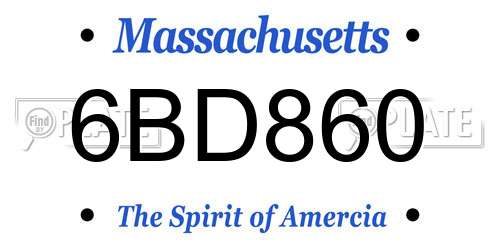 6BD860 Massachusetts License Plate