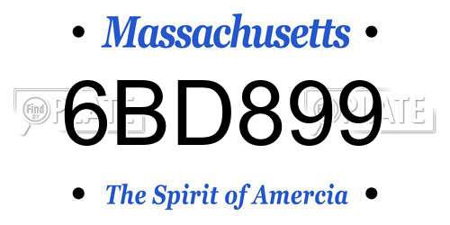 6BD899 Massachusetts License Plate