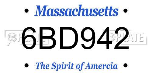 6BD942 Massachusetts License Plate