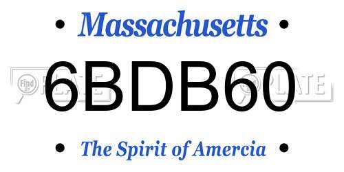 6BDB60 Massachusetts License Plate