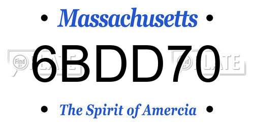 6BDD70 Massachusetts License Plate