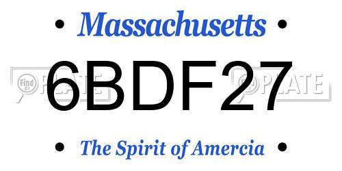 6BDF27 Massachusetts License Plate