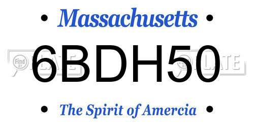 6BDH50 Massachusetts License Plate