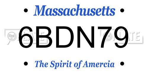 6BDN79 Massachusetts License Plate