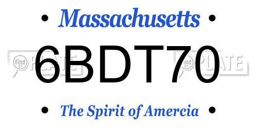 6BDT70 Massachusetts License Plate