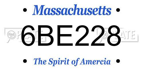 6BE228 Massachusetts License Plate