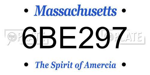 6BE297 Massachusetts License Plate