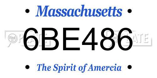 6BE486 Massachusetts License Plate