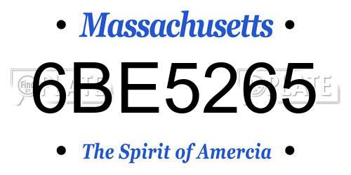 6BE5265 Massachusetts License Plate