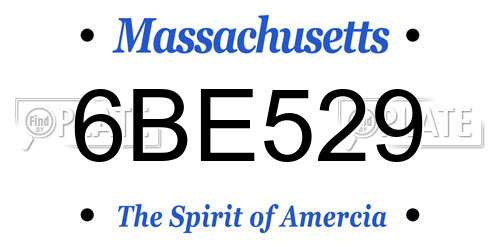 6BE529 Massachusetts License Plate