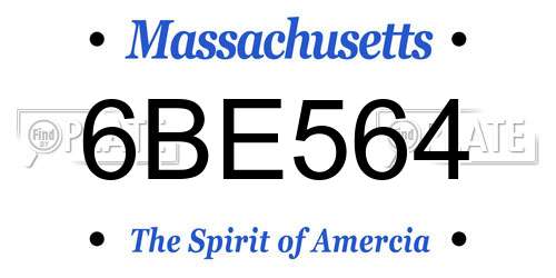6BE564 Massachusetts License Plate