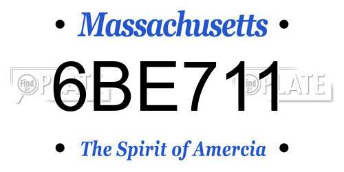 6BE711 Massachusetts License Plate