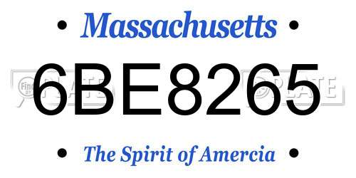 6BE8265 Massachusetts License Plate