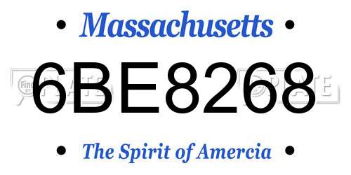 6BE8268 Massachusetts License Plate