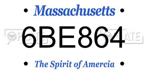 6BE864 Massachusetts License Plate