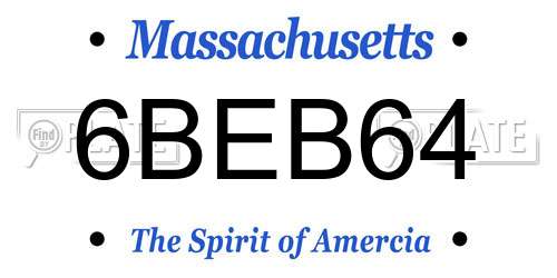 6BEB64 Massachusetts License Plate