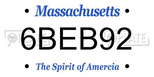 6BEB92 Massachusetts License Plate
