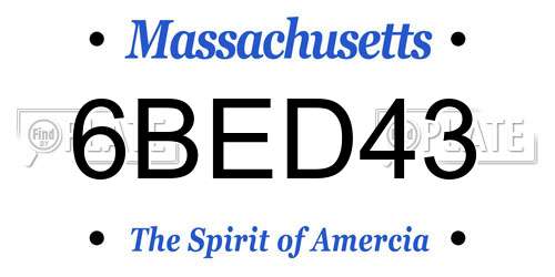 6BED43 Massachusetts License Plate