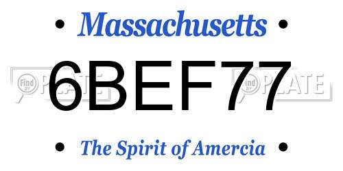 6BEF77 Massachusetts License Plate