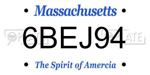 6BEJ94 Massachusetts License Plate