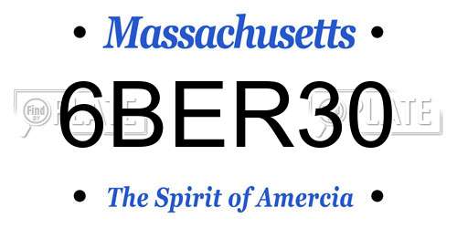 6BER30 Massachusetts License Plate
