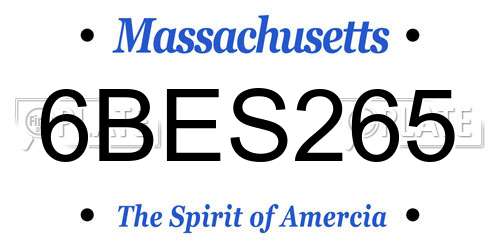 6BES265 Massachusetts License Plate