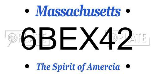 6BEX42 Massachusetts License Plate