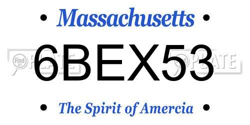 6BEX53 Massachusetts License Plate