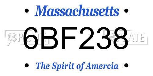 6BF238 Massachusetts License Plate