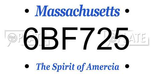 6BF725 Massachusetts License Plate