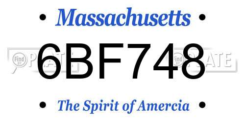 6BF748 Massachusetts License Plate