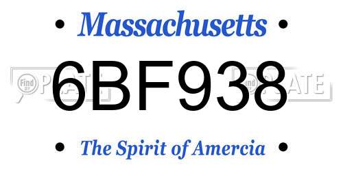 6BF938 Massachusetts License Plate