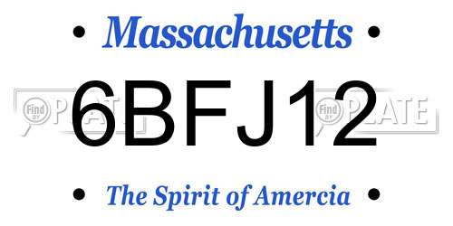6BFJ12 Massachusetts License Plate