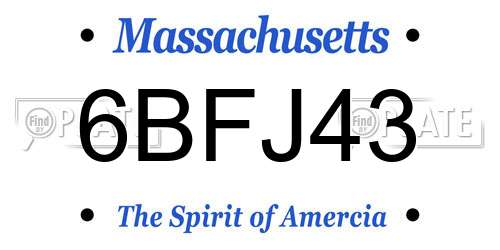 6BFJ43 Massachusetts License Plate