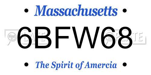 6BFW68 Massachusetts License Plate