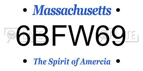 6BFW69 Massachusetts License Plate