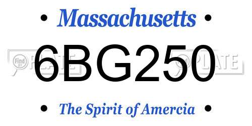 6BG250 Massachusetts License Plate