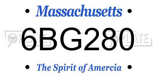 6BG280 Massachusetts License Plate