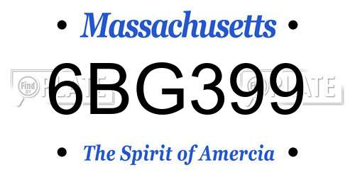 6BG399 Massachusetts License Plate