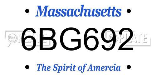 6BG692 Massachusetts License Plate