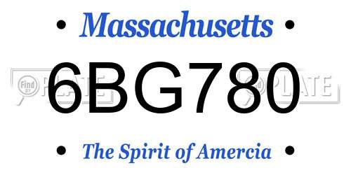 6BG780 Massachusetts License Plate