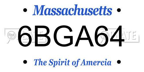 6BGA64 Massachusetts License Plate